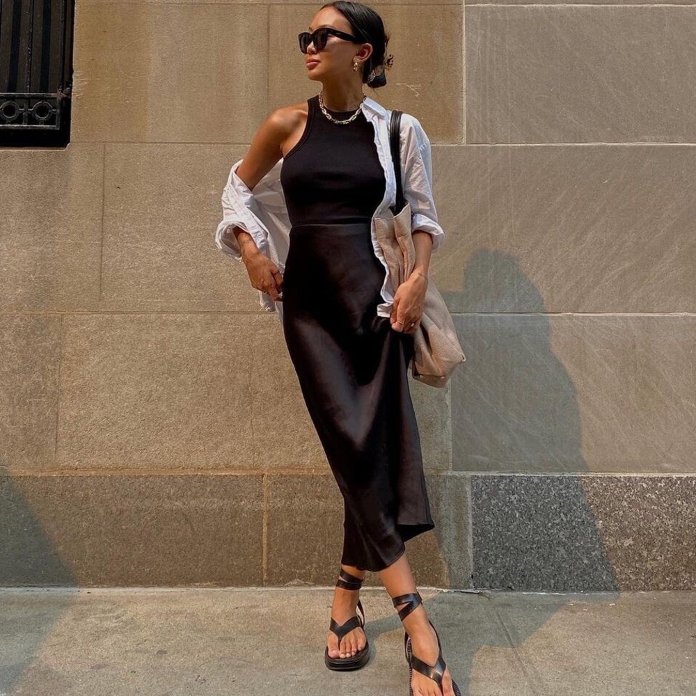 Mango Midi Santin Skirt